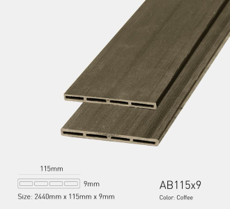 Lam gỗ nhựa ngoài trời Awood AB115x9 COFFEE, Tấm nhựa ốp tường, trần giả gỗ ngoài trời