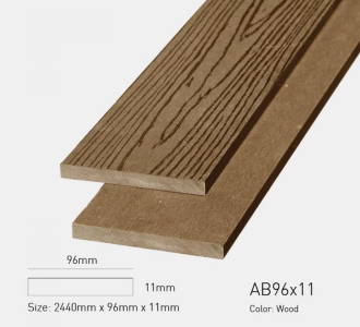 Lam gỗ nhựa ngoài trời Awood AB96x11 WOOD, Tấm nhựa ốp tường, trần giả gỗ ngoài trời